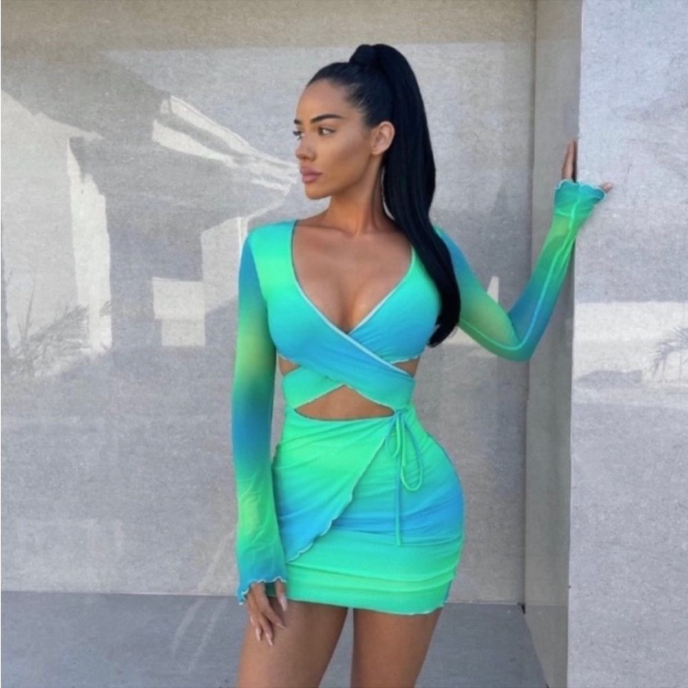 TIGER MIST Bodycon Dress Blue/Green